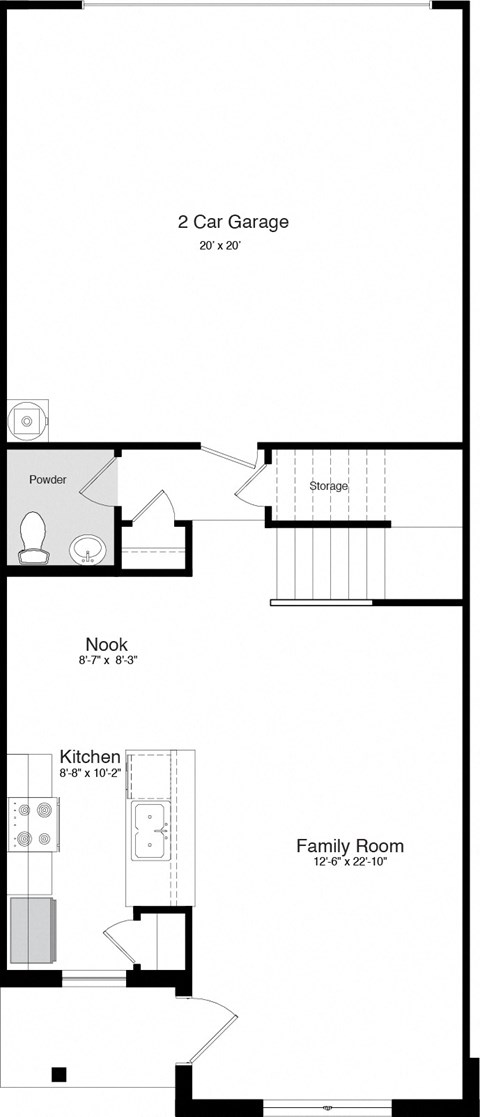 floor plan of the kitchen and living room